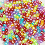 1200pcs 6 6mm Alphabet Beads Transparent Colorful Cube Acrylic White Letter Beads, for Bracelets and Jewelry Making