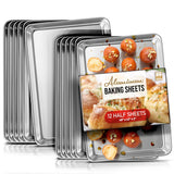 Eatex Aluminum Baking Sheet Set,12 Pack Cookie Sheet Set, 18x 13Steel Baking Pan Set, Quality Cookie Sheets for Baking N
