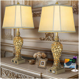 28.5'' Table Lamps Set of 2 for Living Room, Vintage Bedside Lamps with USB A+C Ports & Nightlight, Farmhouse Nightstand Lamps w