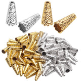 Beads Caps Making, 100pcs Antique Beads Caps Tibetan Style Cone Caps Metal Beads End Caps Flower Bead Caps Tassel Crafts DIY for
