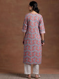 Libas Women'S Cotton Printed Straight Kurta (29060R Pink Pink L