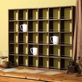 Kigley Oversize Coffee Mug Display Rack Wooden Shelves Rustic Shot Glass Display Case Travel Mug Shelf Wall Mounted Rack Holder