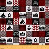 Camper Fabric by The Yard Happy Camping Waterproof Outdoor Fabric Vintage Wood Grain Fire Print Upholstery Fabric for Chairs Ret