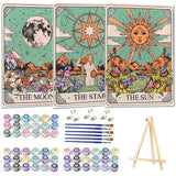 WUDWL Paint by Numbers Kit for Adults Framed Canvas, 3 Pack with Wooden Easel,Paint by Numbers for Kids Ages 8-12, Sun and Moon