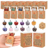 LemonRoad 24 Sets Friendsgiving Party Favors Maple Leaves Positive Gift Boxes Cards with Cute Crystal Pumpkin for Friendsgiving