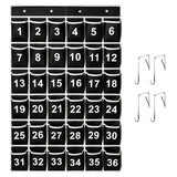 SAVERHO 36 Pockets Black Numbered Classroom Pocket Chart for Cell Phones, Hanging Pocket Chart Storage for Classroom Phone Calcu
