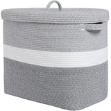 22x14x18 Rectangular Extra Large Storage Basket With Lid, Large Cotton Rope Storage Basket, Woven Laundry Hamper, Cloth Storage