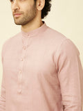 Manyavar Men'S Quartz Pink Chequered Patterned Kurta (L)