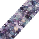 6mm Natural Rainbow Fluorite Faceted Rondelle Loose Beads Jewelry Making DIY Bead 16 Inch
