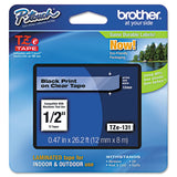 Brother Genuine PTouch TZE131 Tape, 1/2 (0.47) Standard Laminated PTouch Tape, Black on Clear, Perfect for Indoor or Outdoo