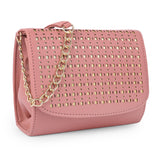 Adisa Women Girls Laser Cut Crossbody Sling Bag With Gold Chain (Sl5010-Pink),Pink,,B0DNY5BVNJ