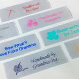 Personalized Satin Sewing Labels for Knitting, Quilting and Sewing Crafts 3/4 x 2 1/2 (20mm x 60mm) (50)