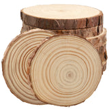 JOIKIT 8 PCS 6-7 Inches Natural Wood Slices, 3/4 Inch Thick Unfinished Wooden Circles with Bark, Round Log Discs Wood Rounds for