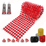 1 Yard Spike for Crafts Stude for Clothing, Red Spike Stud with Glue, Cone Flatback Plastic Trim Mesh for Holloween Party Decora