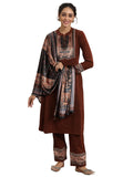 Libas Womens Yoke Design Wool Straight Kurta With Palazzos And Dupatta