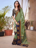 Satrani Women'S Cotton Silk Jacquard Saree With Unstitched Blouse Piece (3658S6036N_Mint Green4)