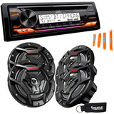 JVC KD-T91MBS Marine Stereo w/CD, BT, USB, SiriusXM Ready, Amazon Alexa + 2 Pairs CS-DR6200M 6.5 Black Marine Speakers