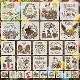 Easter Stencils for Painting, 28PCS Plastic Stencils for Crafts Reusable Featuring Bunny & Egg Icons, Drawing Templates for Wood