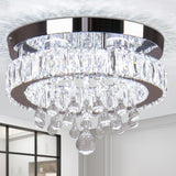 YPQXYHDA 11.8 Crystal Chandeliers Flush Mount Chandelier Ceiling Light Fixture Modern Crystal Ceiling Light for Bedroom Living R