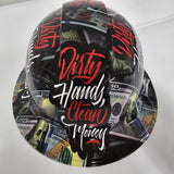 Wet Works Imaging Customized Pyramex Full Brim Dirty Hands Clean Money Hard Hat with Ratcheting Suspension