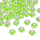 HARFINGTON 50Pcs 14mm Large Hole Acrylic Beads Light Green European Loose Round Faceted Rhinestone Craft Bead for DIY Bracelet N