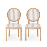 Christopher Knight Home Phinnaeus Dining Chairs - Wood - Gray Stripes/Light Beige (Set of 2)