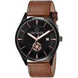 Carlington Analog Men'S Wrist Watch With Leather Strap - Ct 1020 Tan Black