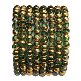 DADIFEN Glass Round Beads Green Octagon Faceted 6x5mm 100pcs Golden Edge Crystal Loose Beads for DIY Craft Jewelry Making