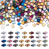 Pandahall 225Pcs 6mm Square Hematite Seed Beads 2-Hole Tila Beads 15 Colors Gemstone Spacer Charms for Jewelry Multi-Strand Brac