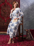 Anni Designer Women'S Rayon Blend Straight Printed Kurta With Pant (Pivar White-Vks02_Xl_White_X-Large),White,XL,,,