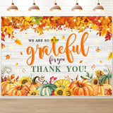 We are So Grateful for You Thank You Banner Backdrop 8x6FT Autumn Pumpkin Thank You for All You Do Background Thanksgiving Emplo