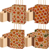 Yeaqee 100 Pcs Fall Treat Bags Bulk Thanksgiving Kraft Paper Gift Goodie Bags with Handle Maple Leaves Party Favor for Autumn Th