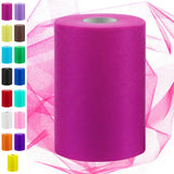 Swpeet 6 Inch by 100 Yards Rose Red Tulle Fabric Roll, Fabric Spool Tulle Ribbon, Netting Polyester Spool for DIY Handmade Birth