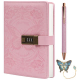 TIEFOSSI Diary with Lock for Women Girls, Lined Locked Journal, Butterfly Journal Notebook with Pen and Bookmark, A5 Refillable