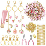 X-Kingsun 303Pcs DIY Lip Gloss Charms Keychain Kit 100 Pink Charms 20 Keychains 140 Jump Rings 20 Extender Chains 100 Hooks and