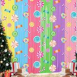 Blosssound 2 Packs Candyland Party Decorations 3.3 x 6.6 ft Christmas Candy Foil Fringe Curtain Lollipop Tinsel Streamers for Ch