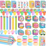 BenLouis 96Pcs Candyland Party Favors Ice Cream Donut Mini Notebook Stampers School Stationery Bulk for Kids Lollipop Sweet Trea