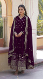 Wedani Georgette Anarkali Kurta Set With Dupatta For Women,Purple,2XL,Georgette,Anarkali,