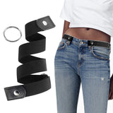 Yunduojia Buckle Free Belt For Women Men, Black Elastic Waist Adjustable Stretchy Invisible Buckleless Belt For Jeans Pants Shor