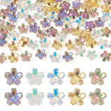 FASHEWELRY 100 Pcs Transparent Glass Flower Bead Caps Electroplate 5-Patal Flower Loose Beads Floral Blossom Beads Caps for Jewe