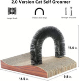 Fukumaru Cat Self Groomer, 2.0 Version Cat Arch Face Scratcher with Scratcher Pad, Cats Back Grooming Massager Toy Brush for Indoor Kitten and Small Dog (42L x 25W x 29H CM, Self Groomer)