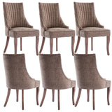 mikibama Linen Dining Chairs Set of 6 Channel Tufted Kitchen Dinner Chair Comfy Fabric Upholstered Accent Chair for Dining Room