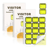 2 Pack of 450 Visitor Badges Registry Log with Carbon Copy Visitor Stickers Letter Size Visitor Log Book Extras Protecting Priva