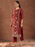 Libas Women'S Chanderi Silk Kurta Set (49452 Maroon Maroon 5Xl