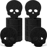 Tioncy 12 Pack Halloween Sponges Bulk Scrubber Black Skull Sponges Dual Sided Dishwashing Non Scratch Skull Kitchen Accessories
