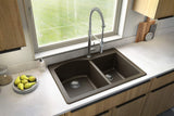 Karran QT-610 Drop-In Quartz Composite 33 in. 1-Hole 60/40 Double Bowl Kitchen Sink in Brown