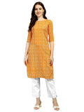 Wedani Women Crepe Printed Kurti (Krt482) (X-Large Yellow),Yellow,XL