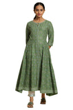 W for Woman Women's Viscose Floral Regular Kurta (23AUW19716-120971_Forest Green_16)