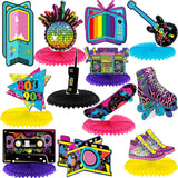 80s 90s Party Decorations 12 Pieces 80s 90s Honeycomb Centerpieces 80s / 90s Table Toppers Retro Decorations for 1980s / 1990s