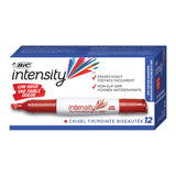 BIC Intensity Low Odor Dry Erase Marker, 12 Pack, Chisel Tip, Red, Erases Cleanly, NonToxic Markers